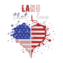 Love That Land Americanism Rhinestone Glitter Transfer